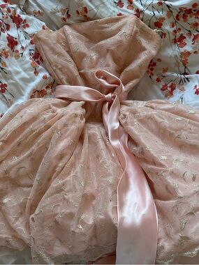 Gold embroidered pink fairy dress